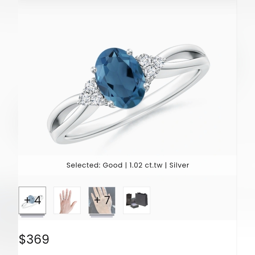 Genuine London Blue Topaz Ring in Rhodium over Sterling Silver Sz 7.5! 💙 - Picture 8 of 8